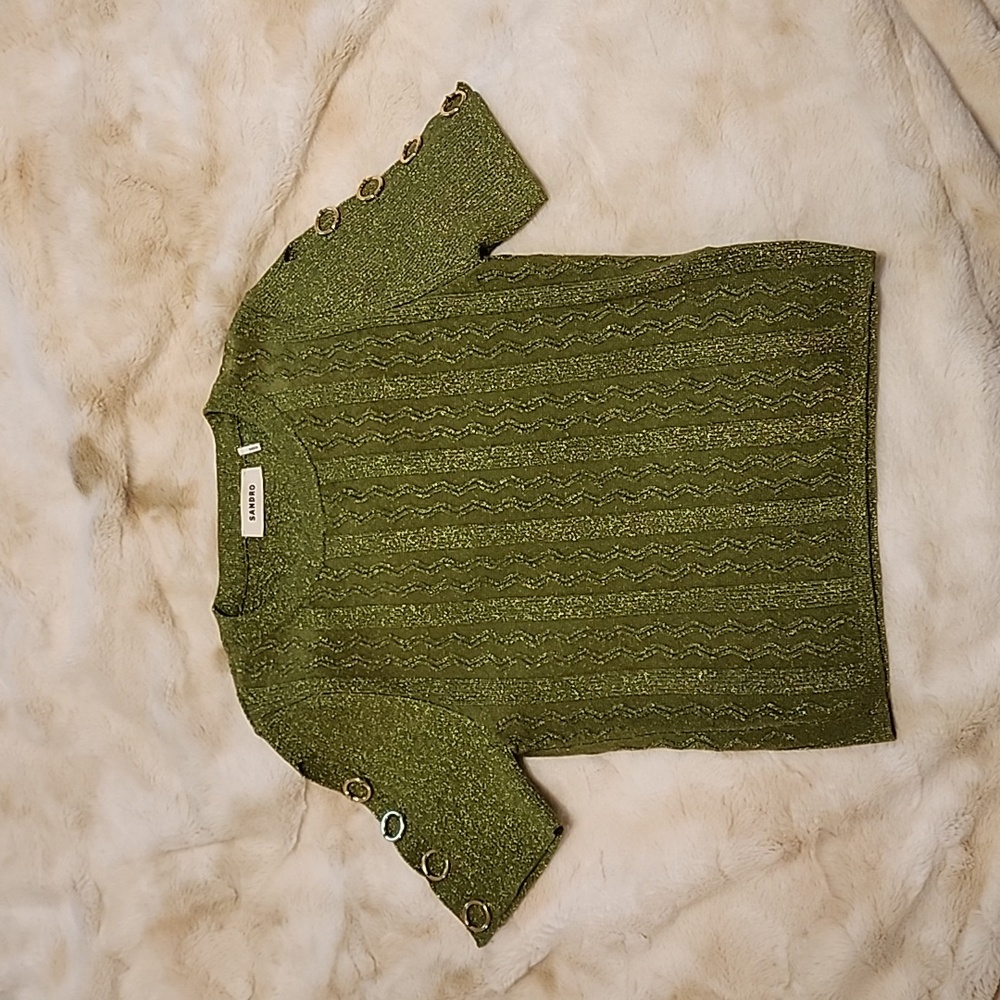 Sandro Green Metallic Top
